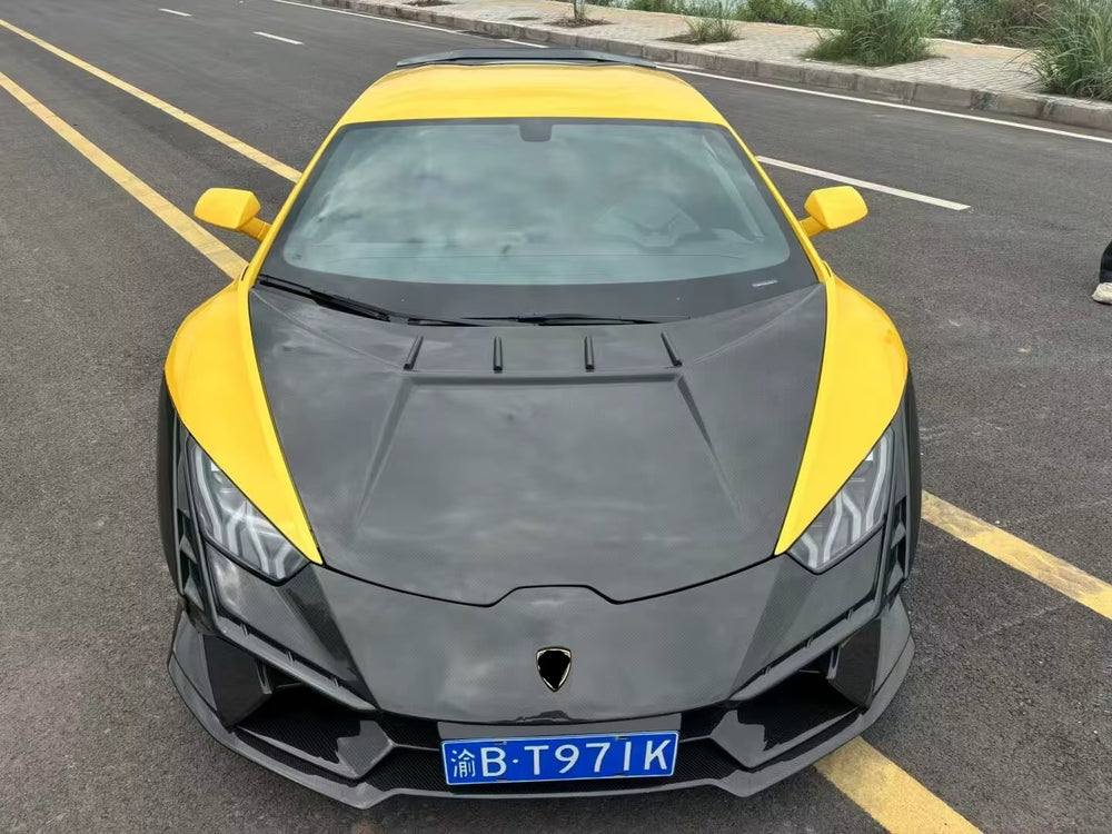 High Quality Dry Carbon Fiber for Lamborghini LP580 610 EVO Upgrade Tecnic Front Bumper Hood Body Kit