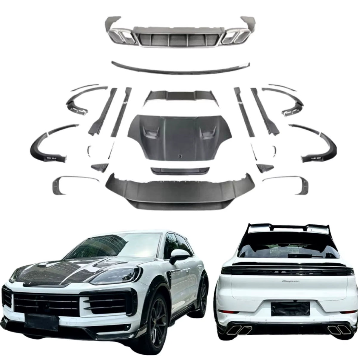 MSY Style Dry Carbon Fibrebody Kit for Porsche Cayenne 2024+ Front Lip Skirt Rear Diffuser Spoiler Hood