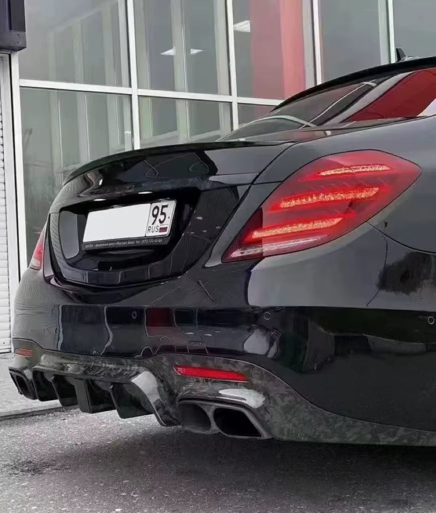 For Mercedes-Benz S-Class W222 S63 S65 Brbs Style Carbon Fiber Front Lip Tuyere Rear Diffuser Spoiler Body Kit