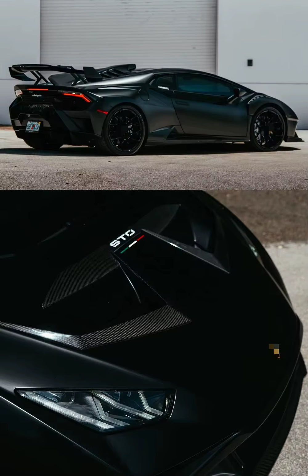 V-Style Dry Carbon Fiber Body Kit for Lamborghini Huracan STO Front Lip Side Skirt Rear Diffuser Vents