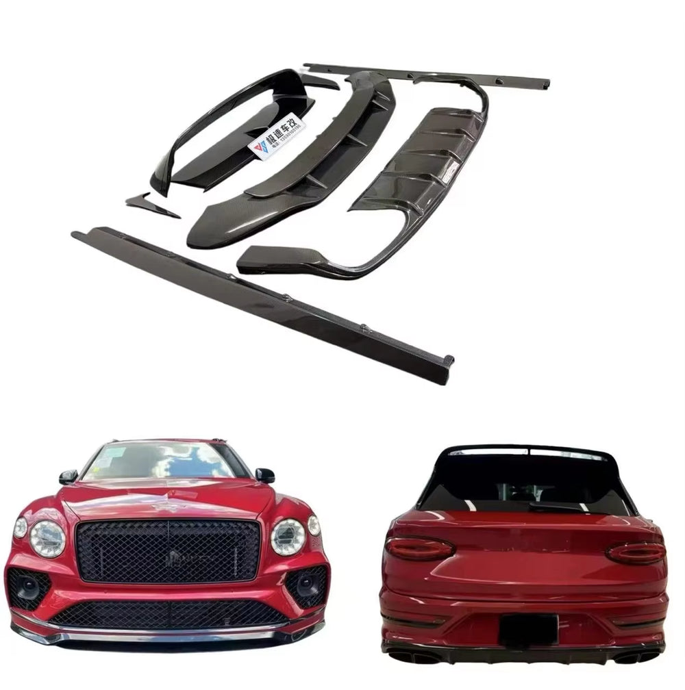 Carbon Fiber Bodykit Front Lip Side Skirt Diffuser Spoiler Performance Body Kit for Bentley Bentayga 2019-2021