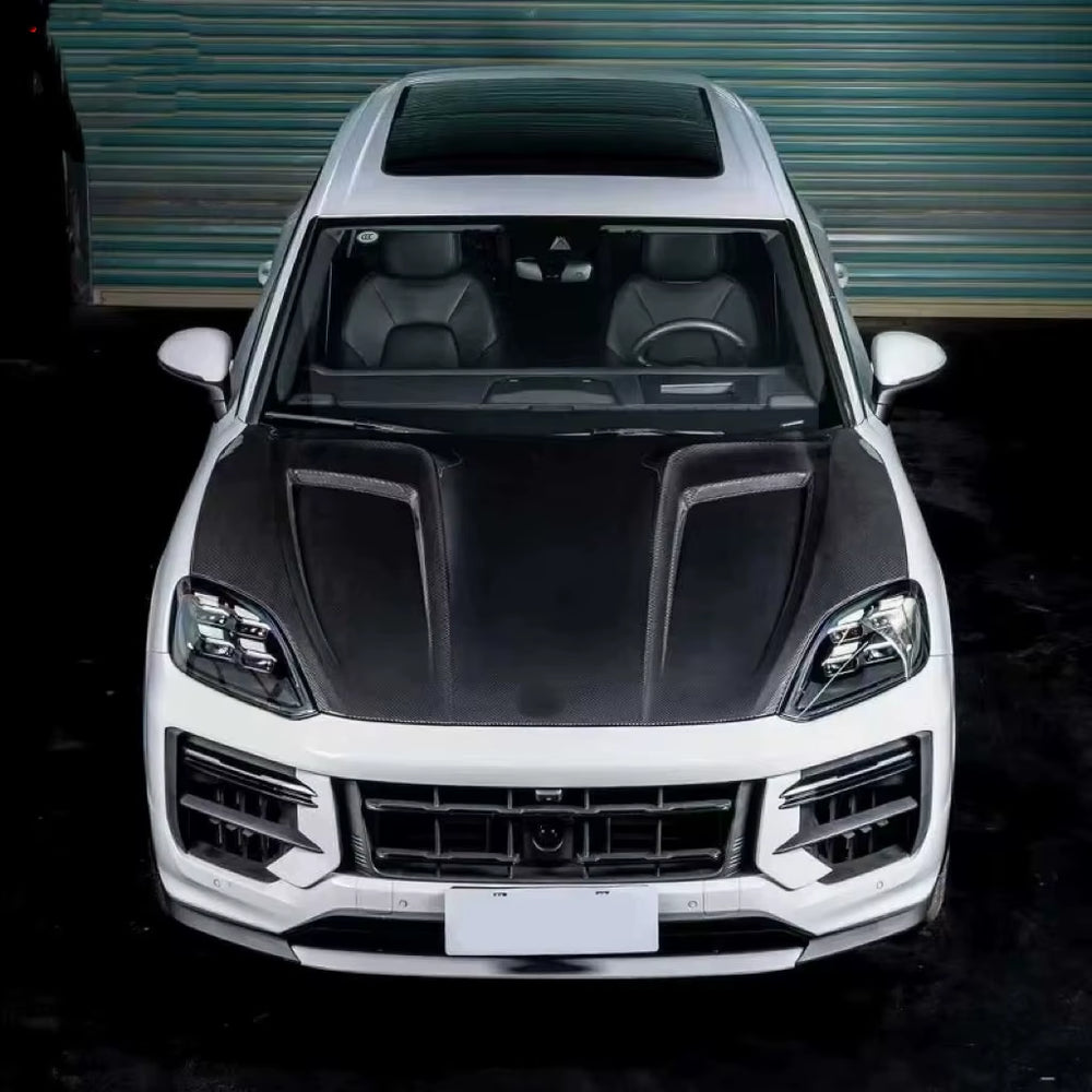 TKT Style Dry Carbon Fiber Body Kit for Porsche Cayenne 2024+ Front Lip Rear Diffuser Hood Body Kit