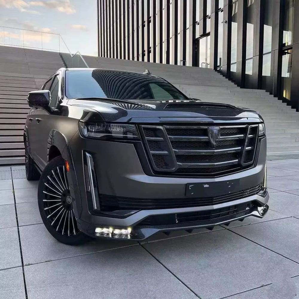 LD Style Body Kit for Cadillac Escalade Carbon Fiber Front Lip Rear Diffuser Spoiler Hood Grill Wide Body Kit