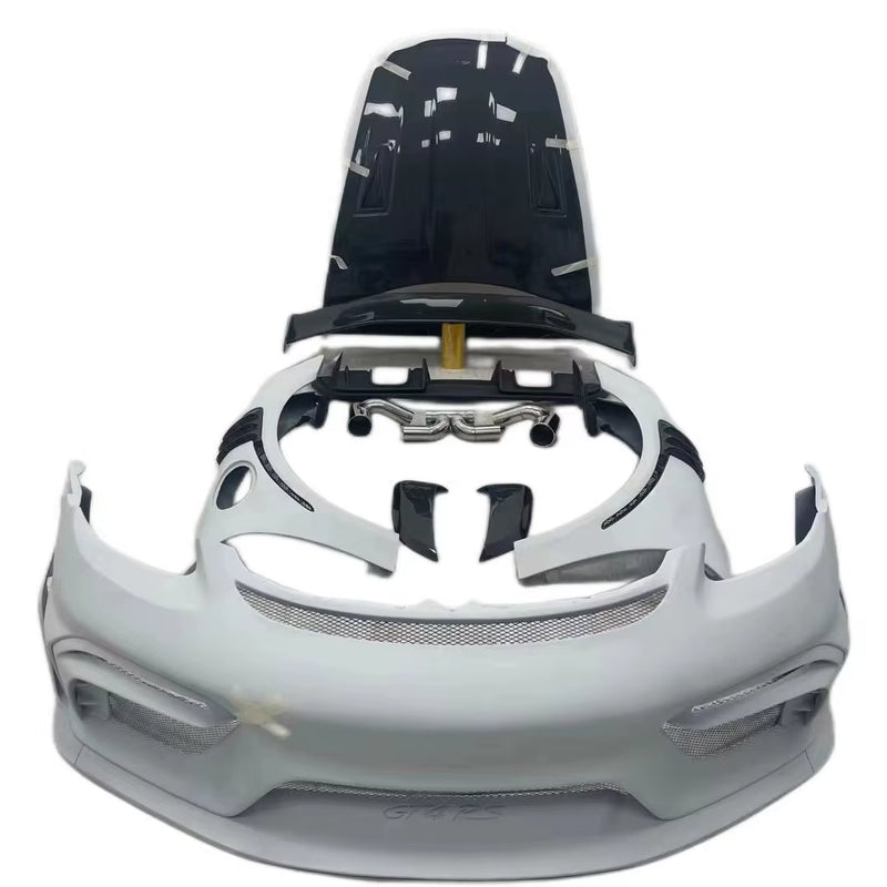 Upgrade RS Style Body Kit for Porsche 718 Boxster Cayman 2016-2022 Front and Rear Bumper Diffuser Spoiler Engine Cover Body Kit