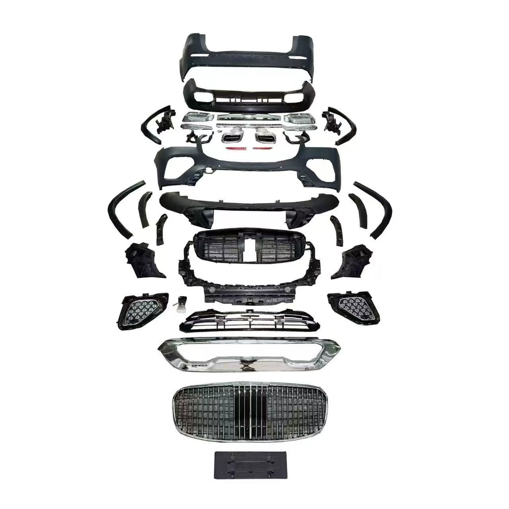 For Mercedes-Benz GLS 2020-2024 Upgrade 2025 Maybach Front and Rear Bumper Rear Diffuser Spoiler Grill Body Kit