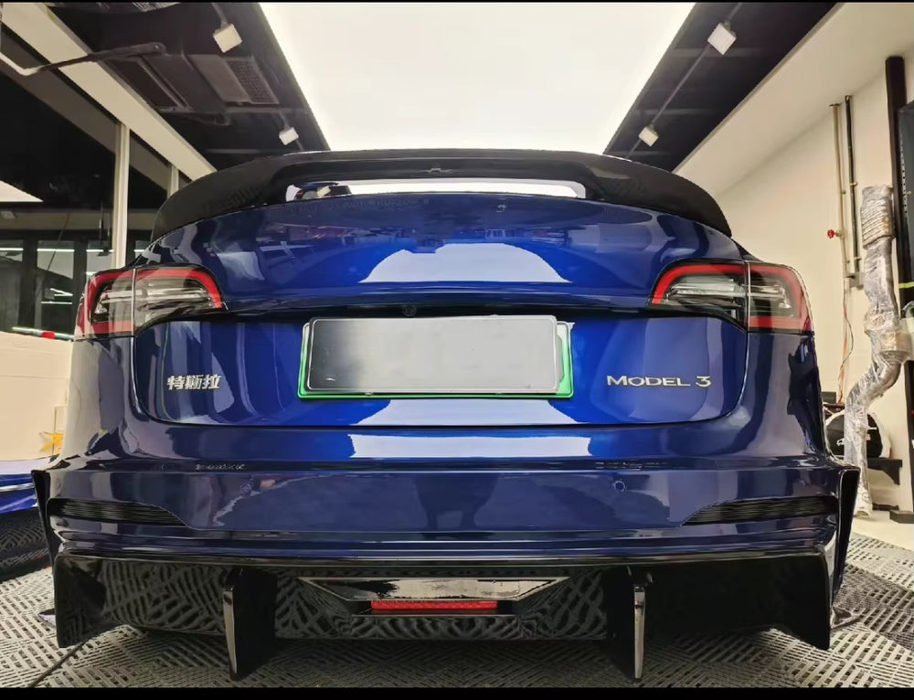Robt Style Carbon Fiber Body Kit for Tesla Model 3 Rear Bumper Spoiler Diffuser
