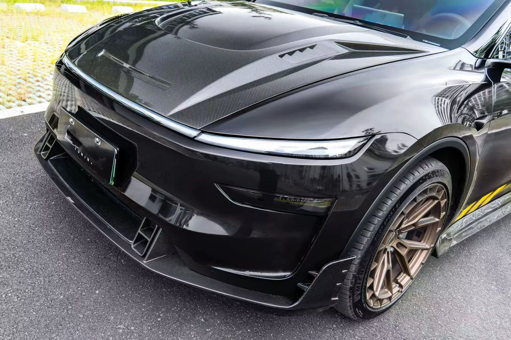 CT Style Carbon Fiber Body Kit for Tesla Model Y 2025+ Carbon Fiber Front Lip Skirt Rear Diffuser Spoiler Hood