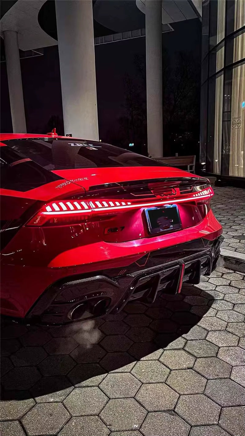 For Audi RS7 A-E Style Carbon Fiber Front Lip Side Skirt Rear Lip Audi RS6 Spoiler Exterior Body Kit