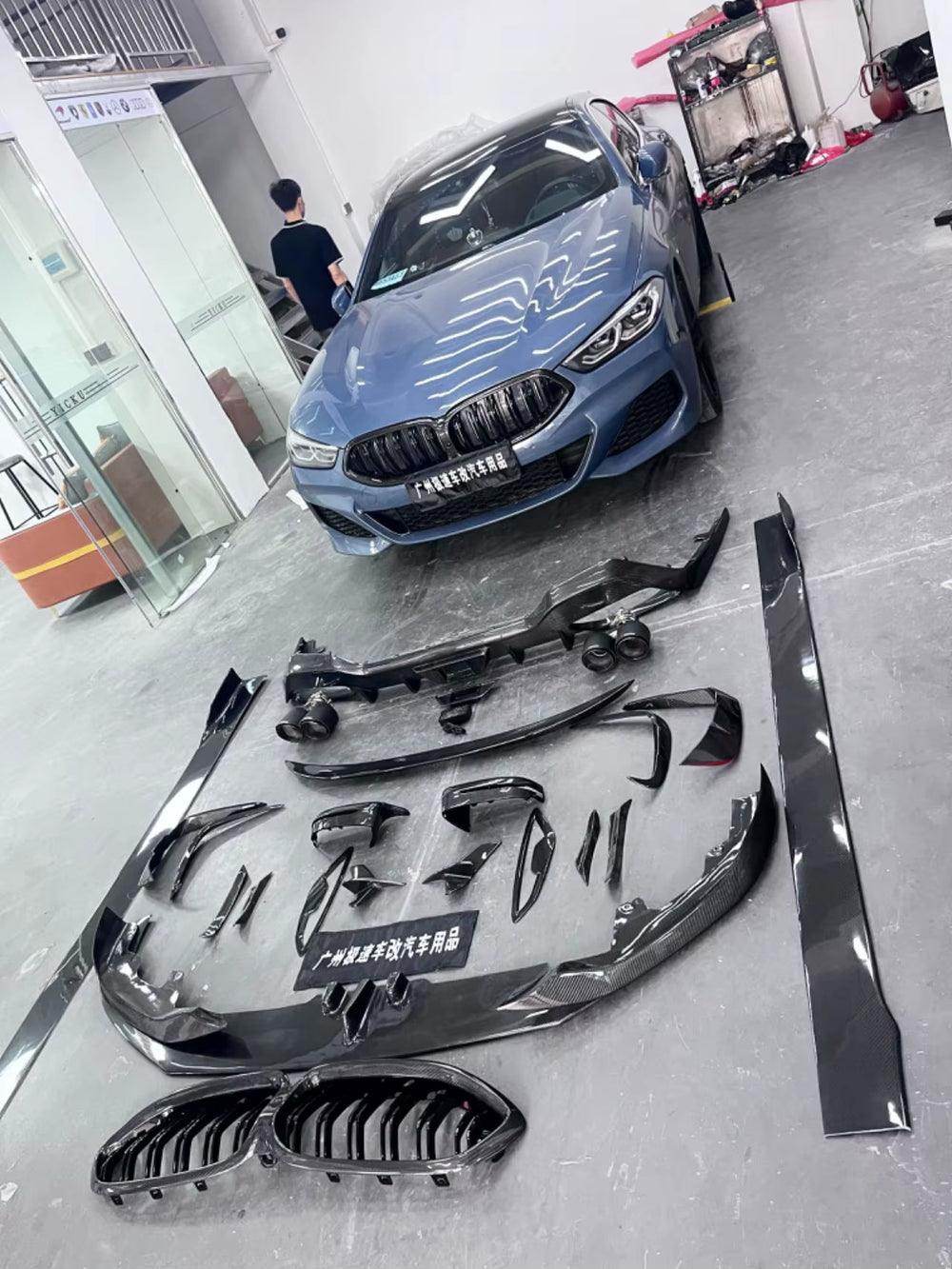 Ac-Style Body Kit for BMW 8 Series G14 G15 Carbon Fiber Front Lip Skirt Spoiler Diffuser.