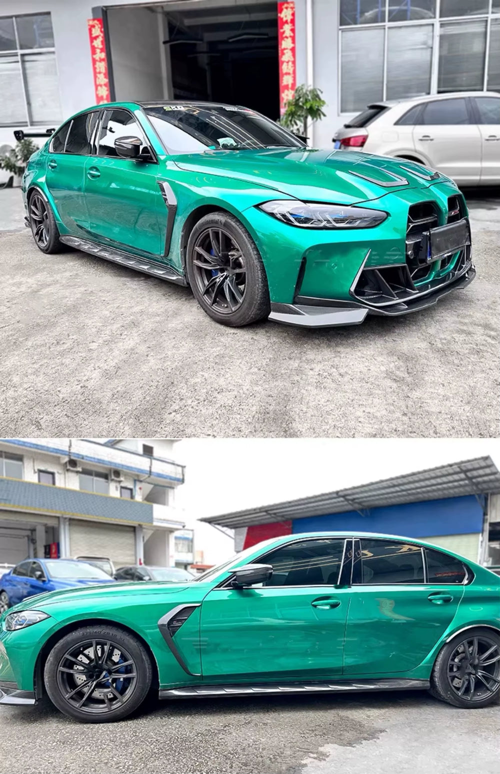 Dry Carbon Fiber Body Kit for BMW M3 M4 G80 G82 CA Style Front Bumper Front Lip Rear Diffuser Spoiler Grill