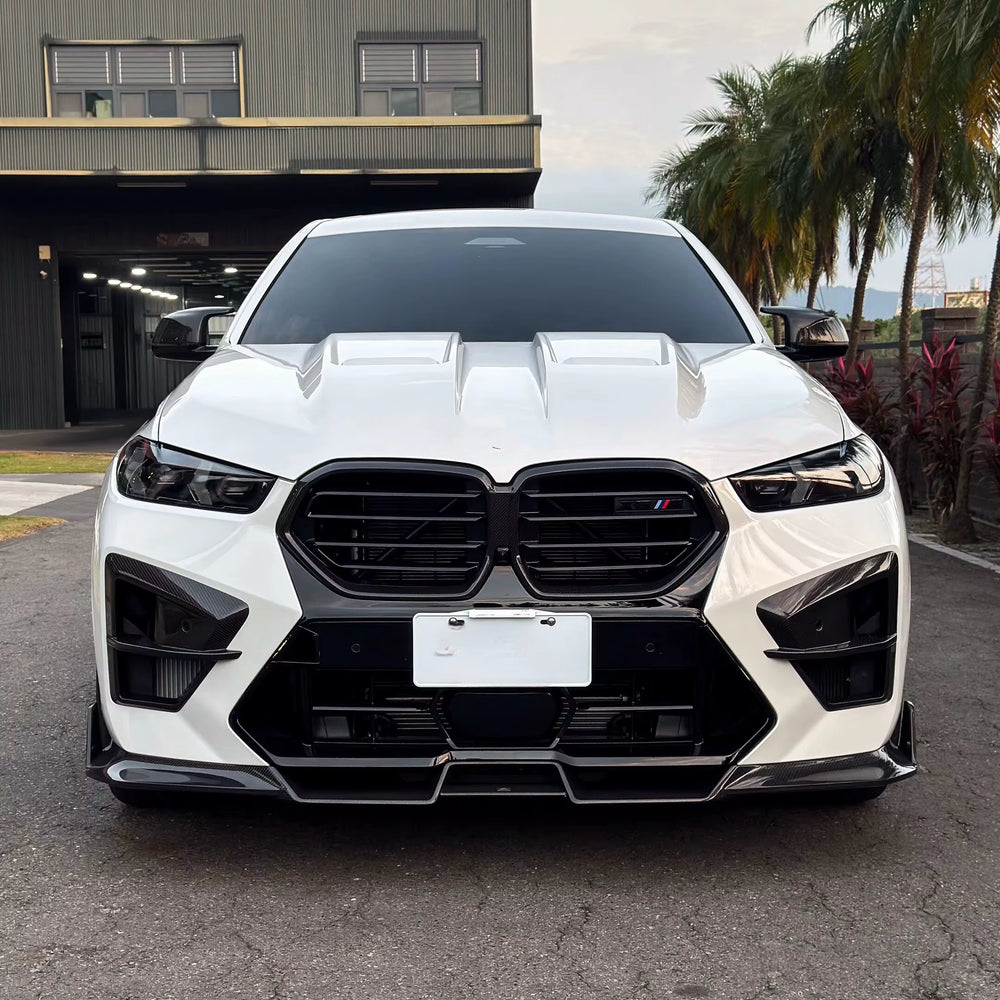 High-Quality Dry Carbon Fiber Body Kit for BMW X6M F96 Lu-Style Dry Carbon Fiber Front Lip Side Skirt Rear Diffuser Spoiler Hood