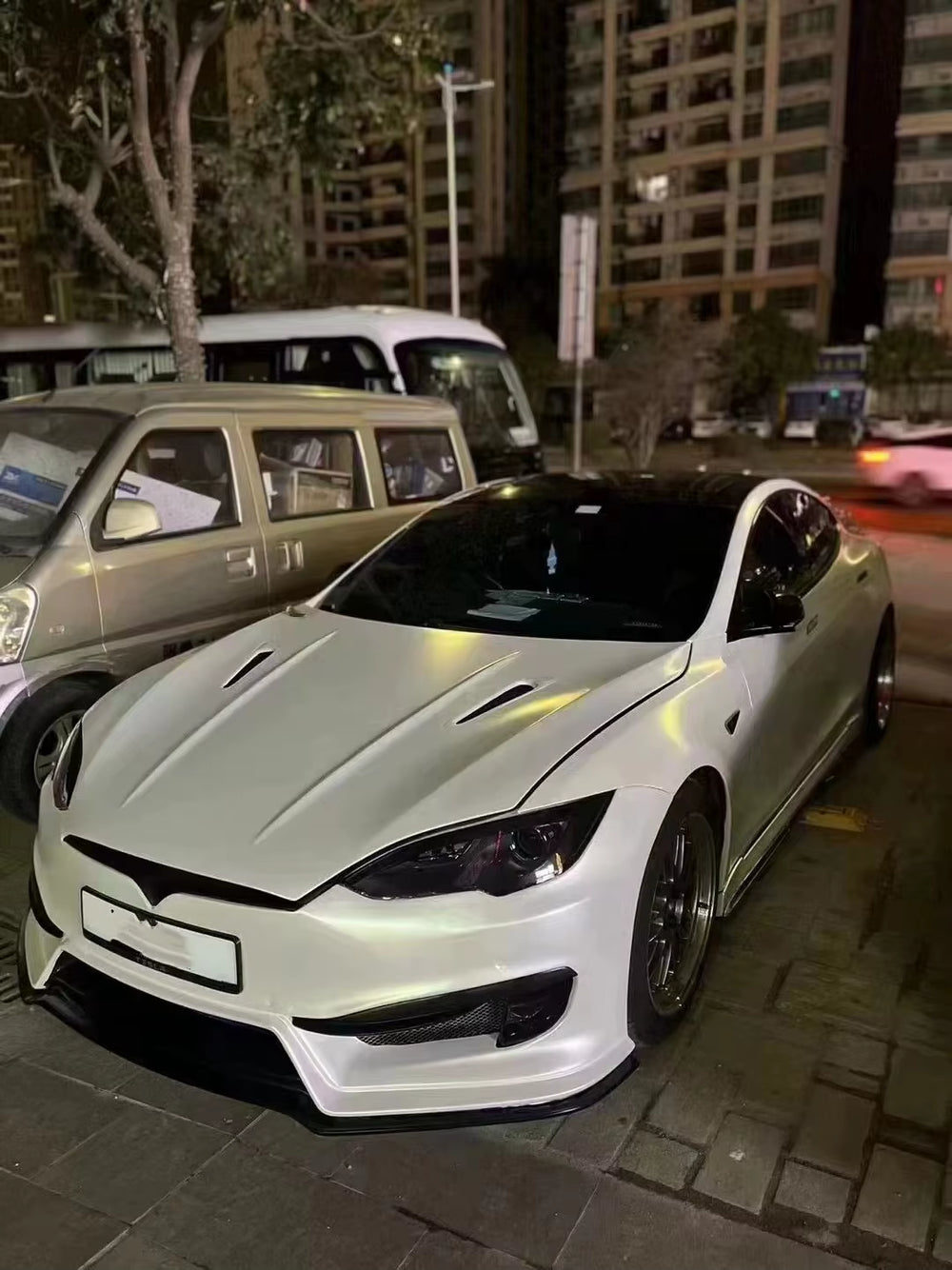 Car Body Kit Auto Parts PD Style for Tesla Model S Carbon Fiber Hood Engine Cover Body Kit