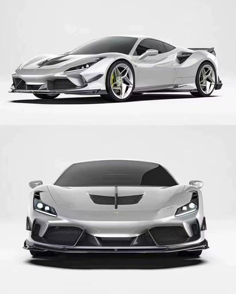 High Quality Dry Carbon Fiber PK Style Body Kit for Ferrari F8 Front Lip Skirt Rear Diffuser Spoiler Hood Body Kit