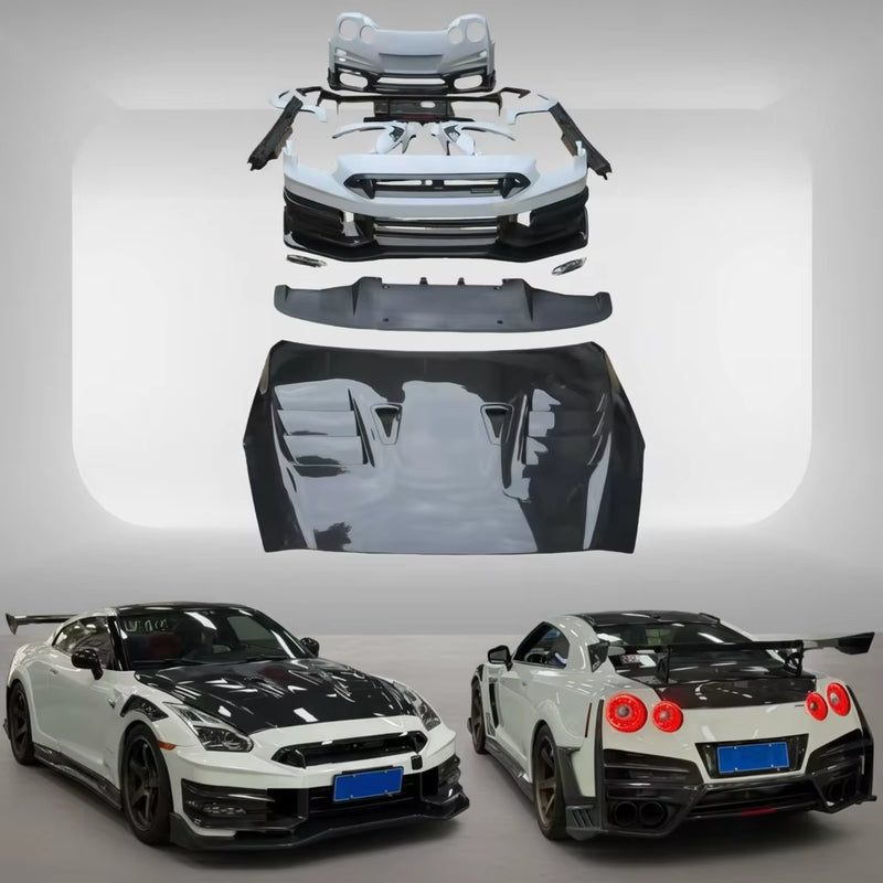 Wholesale Front Rear Bumper Spoiler Engine Cover Side Skirts for Nissan GT-R 2008-2021 Carbon Fiber Body Kit