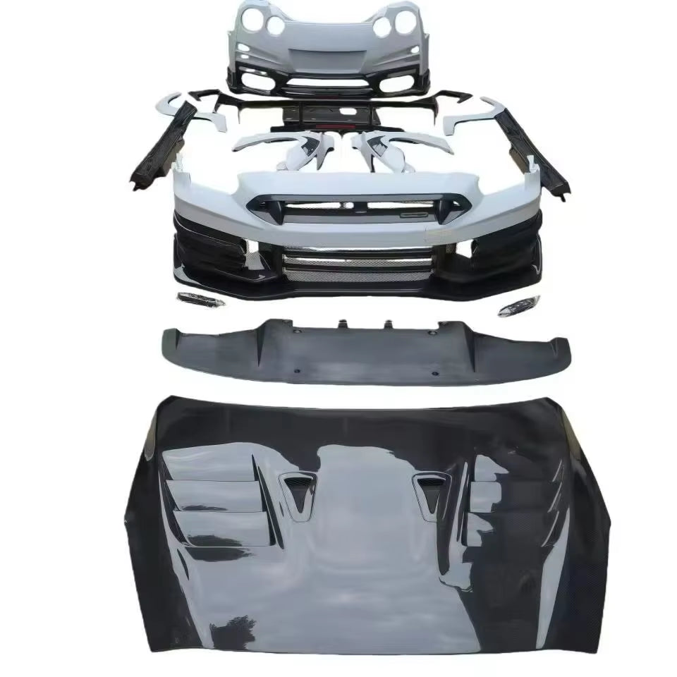 Upgrade Top Secret Style Carbon Fiber Body Kit for Nissan GTR R35 2024 Front Rear Bumper Spoiler Engine Cover Side Skirts