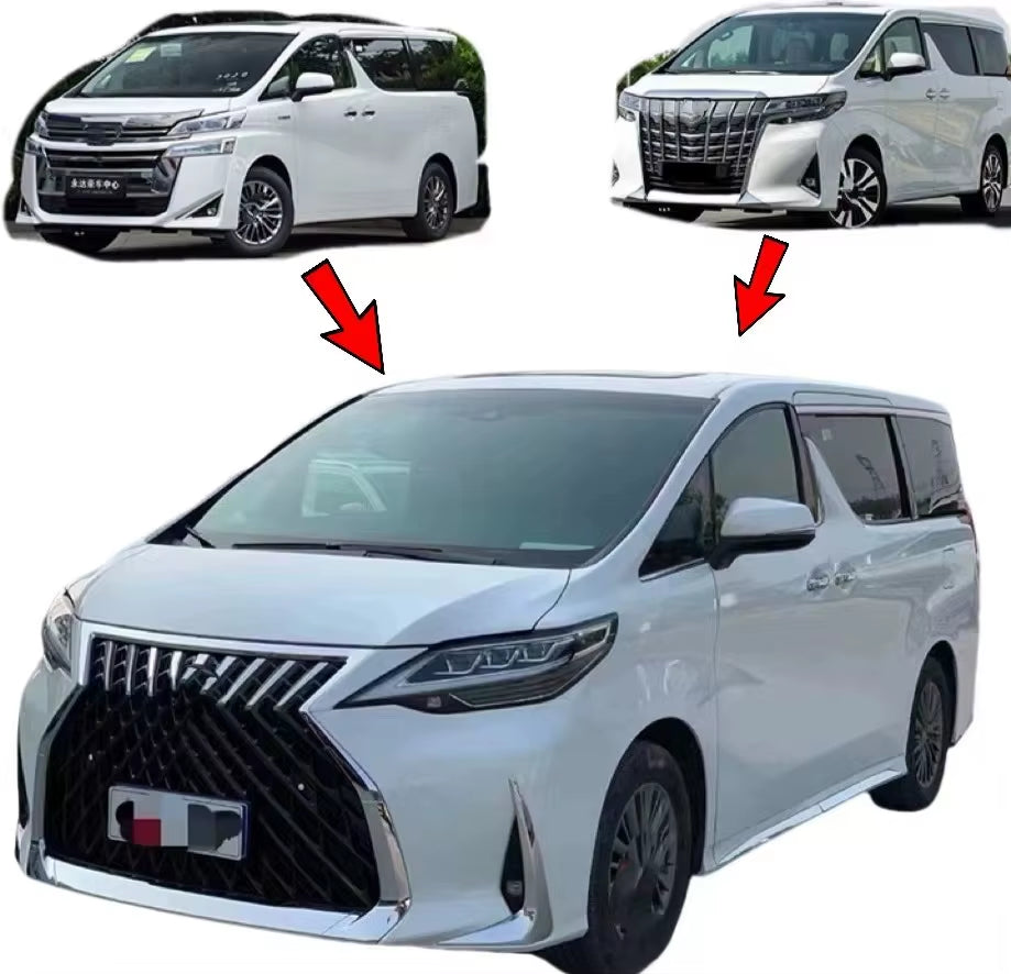 Auto Parts for Toyota Alphard Vellfire 2015 2016 2017 2018 Upgrade to Lexus LM Style Front and Rear Bumper Diffuser Headlights