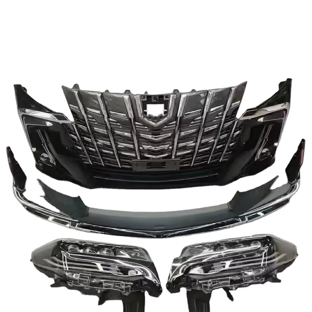 FRONT BUMPER Body Kit for Toyota Alphard 15-18 Upgrade 19-21 with Front Bumper Rear Bumper Side Skirts