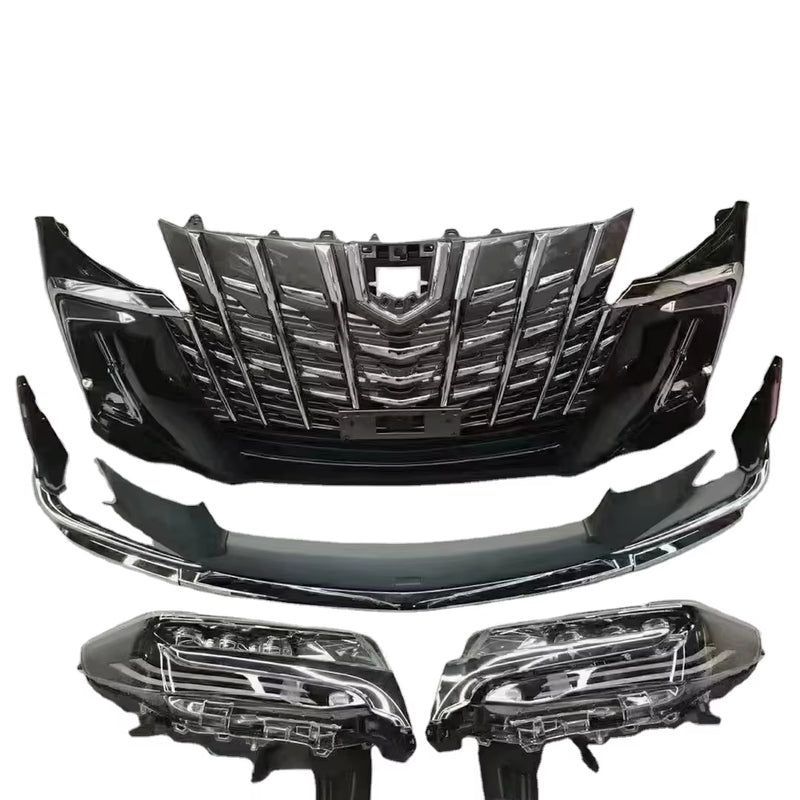 FRONT BUMPER Body Kit for Toyota Alphard 15-18 Upgrade 19-21 with Front Bumper Rear Bumper Side Skirts