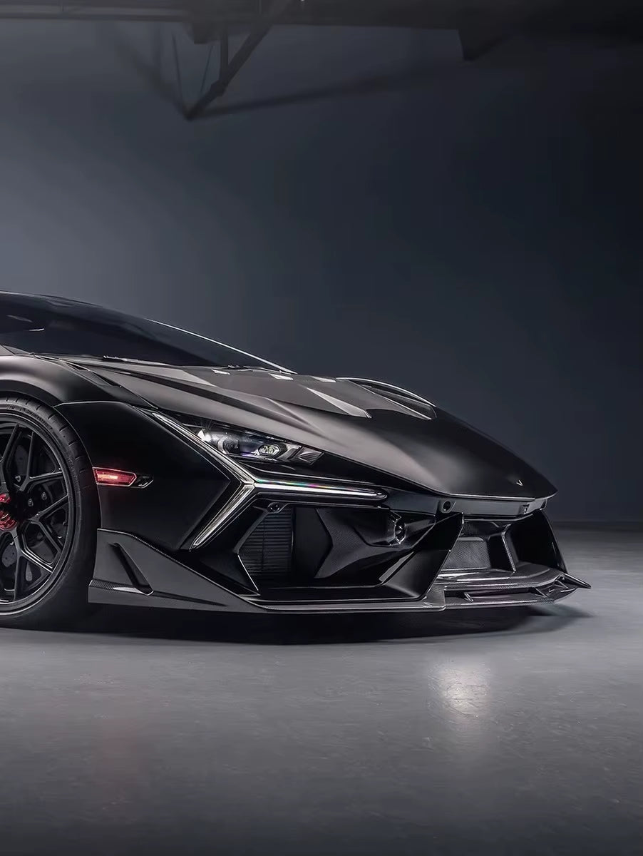 For Lamborghini Revuelto Upgrade RYFT Style Dry Carbon Fiber Kit Front Lip Side Skirts Rear Lip Spoiler Hood