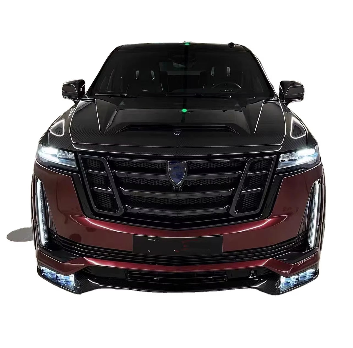 For Cadillac Escalade 2020-2025 Carbon Fiber Rear Bumper Diffuser Body Kit Front Lip Spoiler Hood Grill Wide
