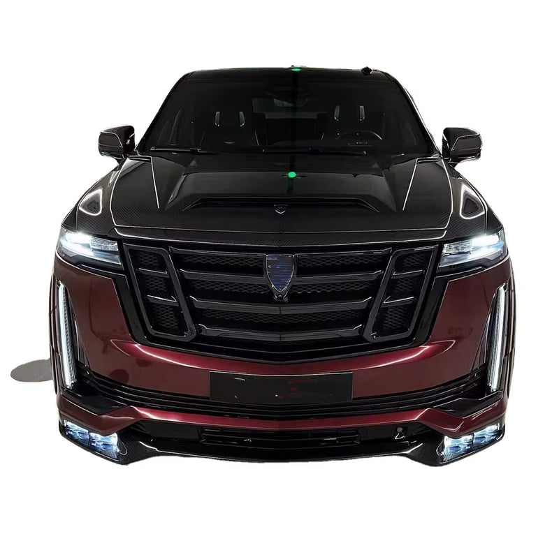 For Cadillac Escalade 2020-2025 Carbon Fiber Rear Bumper Diffuser Body Kit Front Lip Spoiler Hood Grill Wide