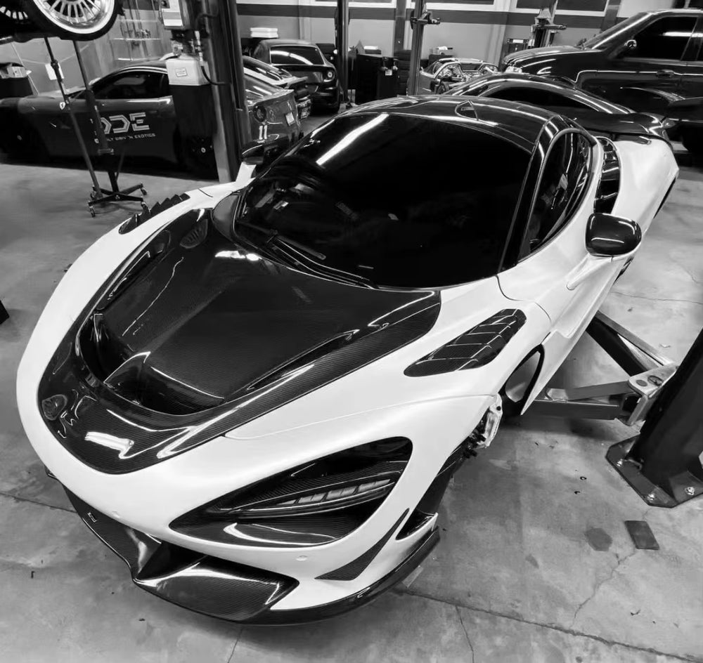 Dry Carbon Fiber Hood V Style for Mclaren 720S Engine Bonnet Cover Body Kit