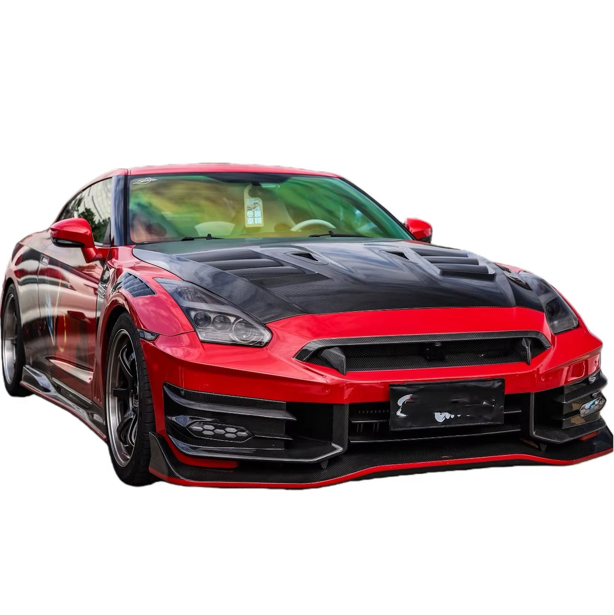 For Nissan GTR35 Upgrade to 2024 Top Style Half-Carbon Fiber Front and Rear Bumpers Side Skirts Fender Hood Wide-Body Kit