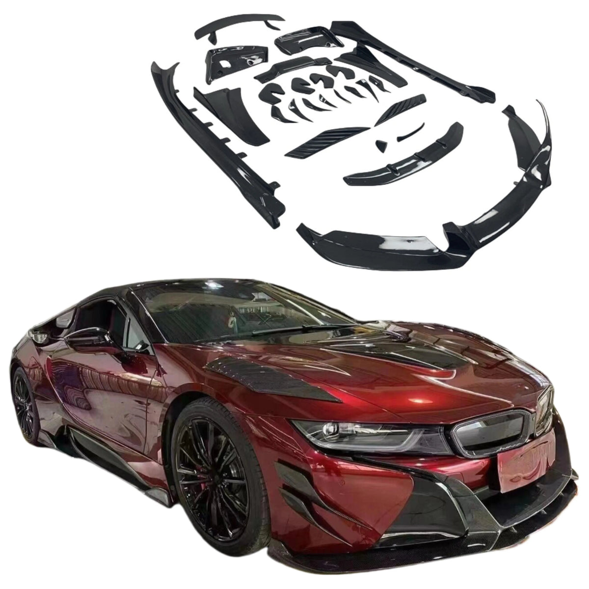 Auto Parts Carbon Fiber Body Kit for BMW I8 Front Lip Rear Diffuser Splitter Rear Spoiler