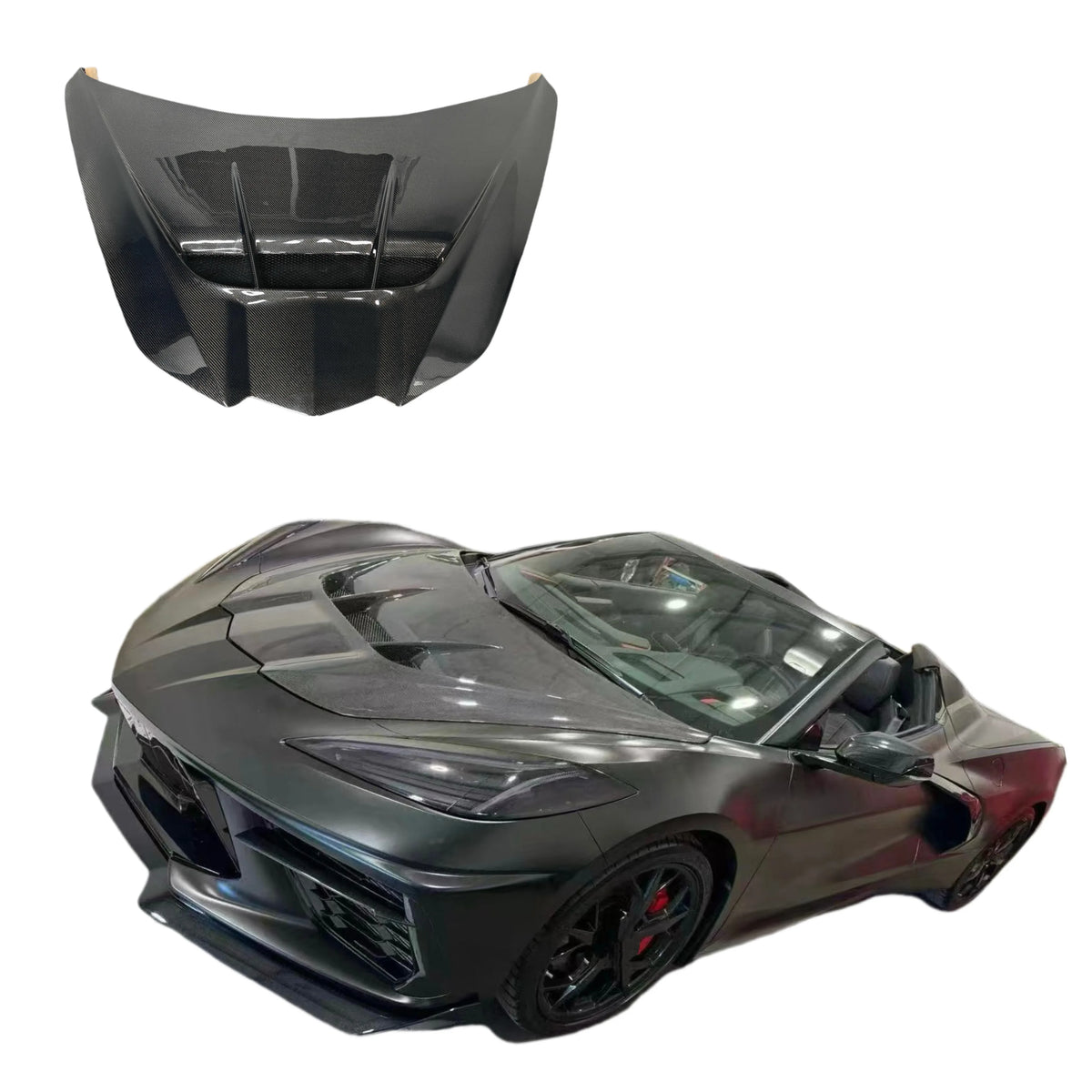 ZR1 Style Carbon Fiber Hood for Chevrolet Corvette C8 Engine Cover Front Hood Bonnet Trunk Lid for C8