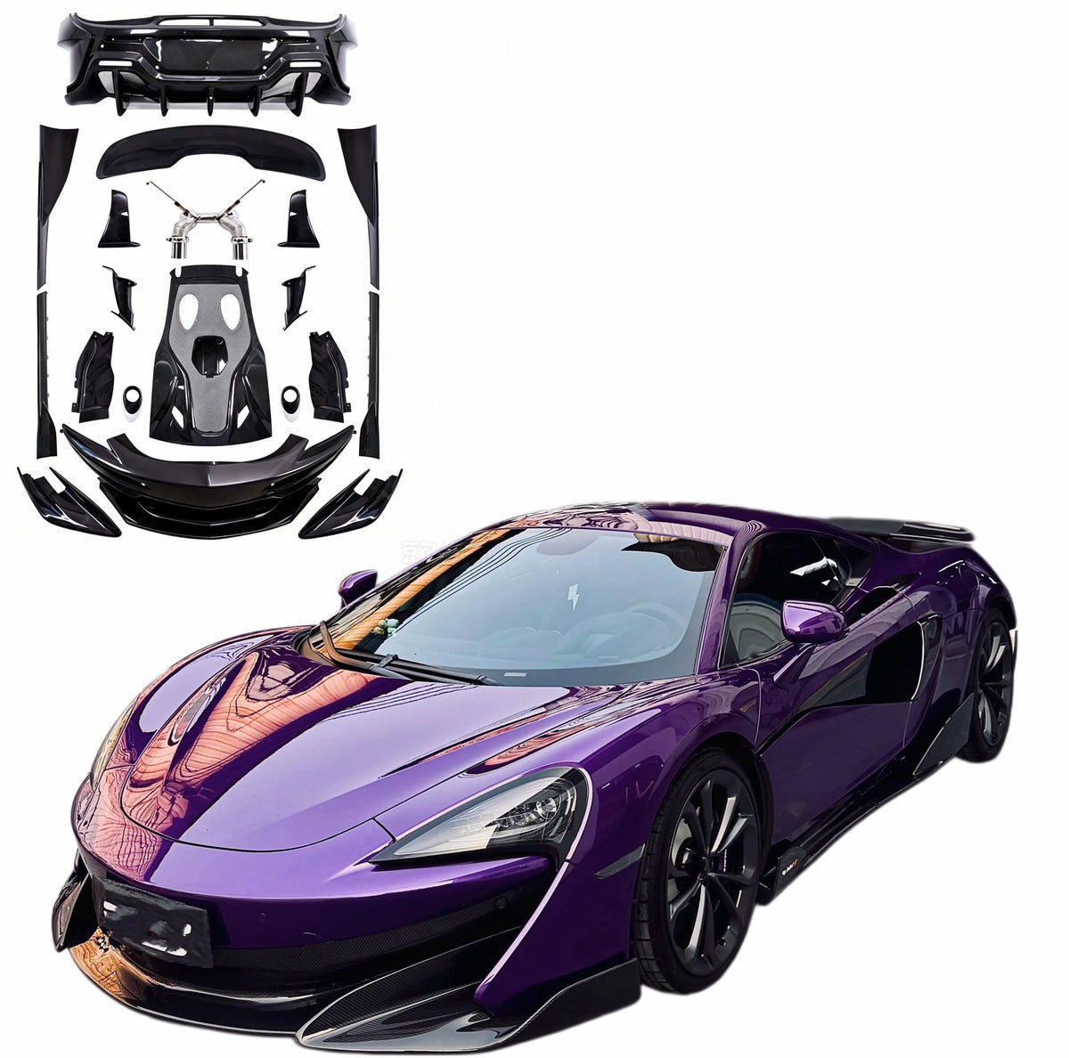 Dry Carbon Fiber Body Kit for Mclaren 540C 570GT 570S Upgrade 600LT Bumper Spoiler Diffuser Side Skirts Hood Exhaust
