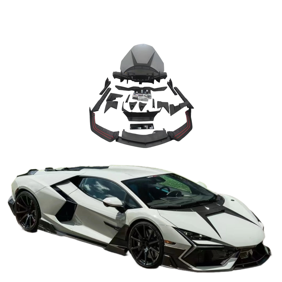 High Quality Dry Carbon Fiber MSY Style Body Kit for Lamborghini Revuelto Front Lip Skirt Rear Diffuser Spoiler Hood