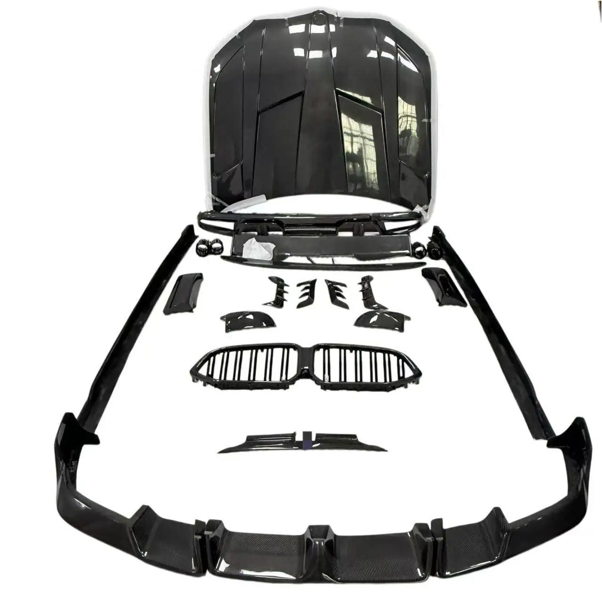 Karosserie-Kit aus Carbon für BMW X6 M F96, mit Lippe, Seitenschwellern, Diffusor, Heckspoiler und Motorhaube