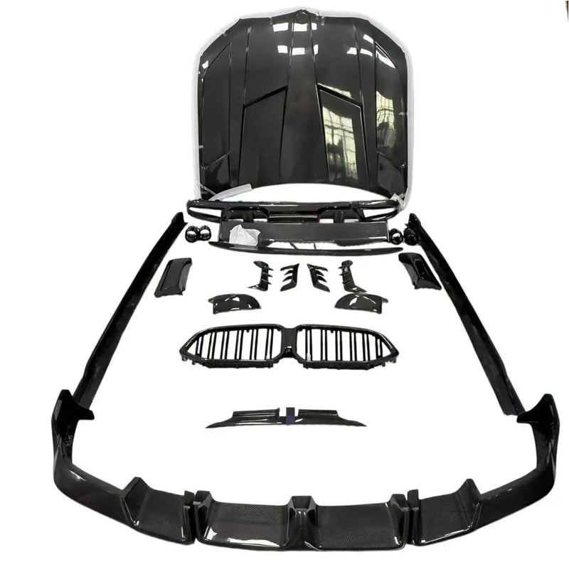 Kit de carrocería en fibra de carbono para BMW X6 M F96, con labio, taloneras, difusor, alerón y capó