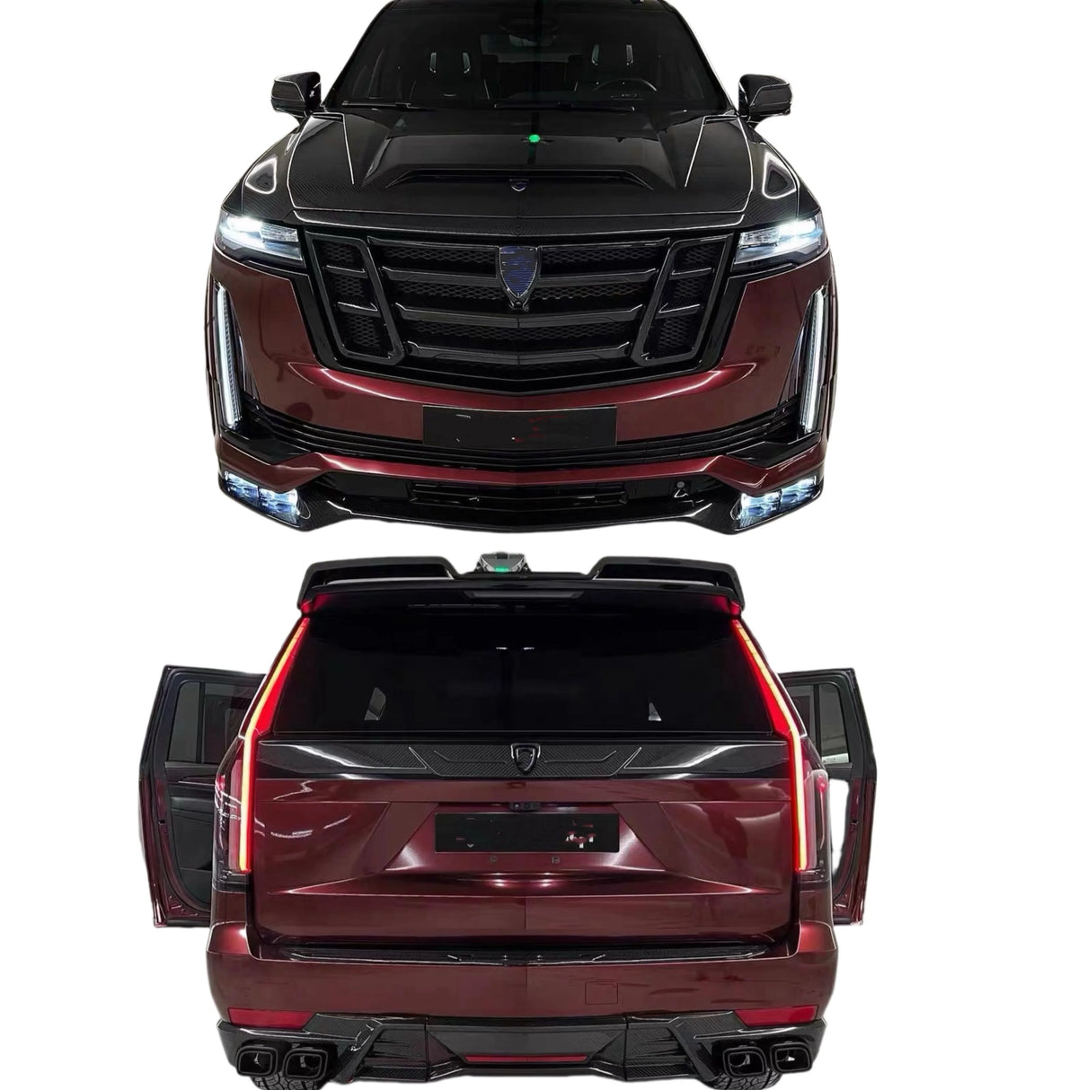 LD Style Body Kit for Cadillac Escalade Carbon Fiber Front Lip Rear Diffuser Spoiler Hood Grill Wide Body Kit