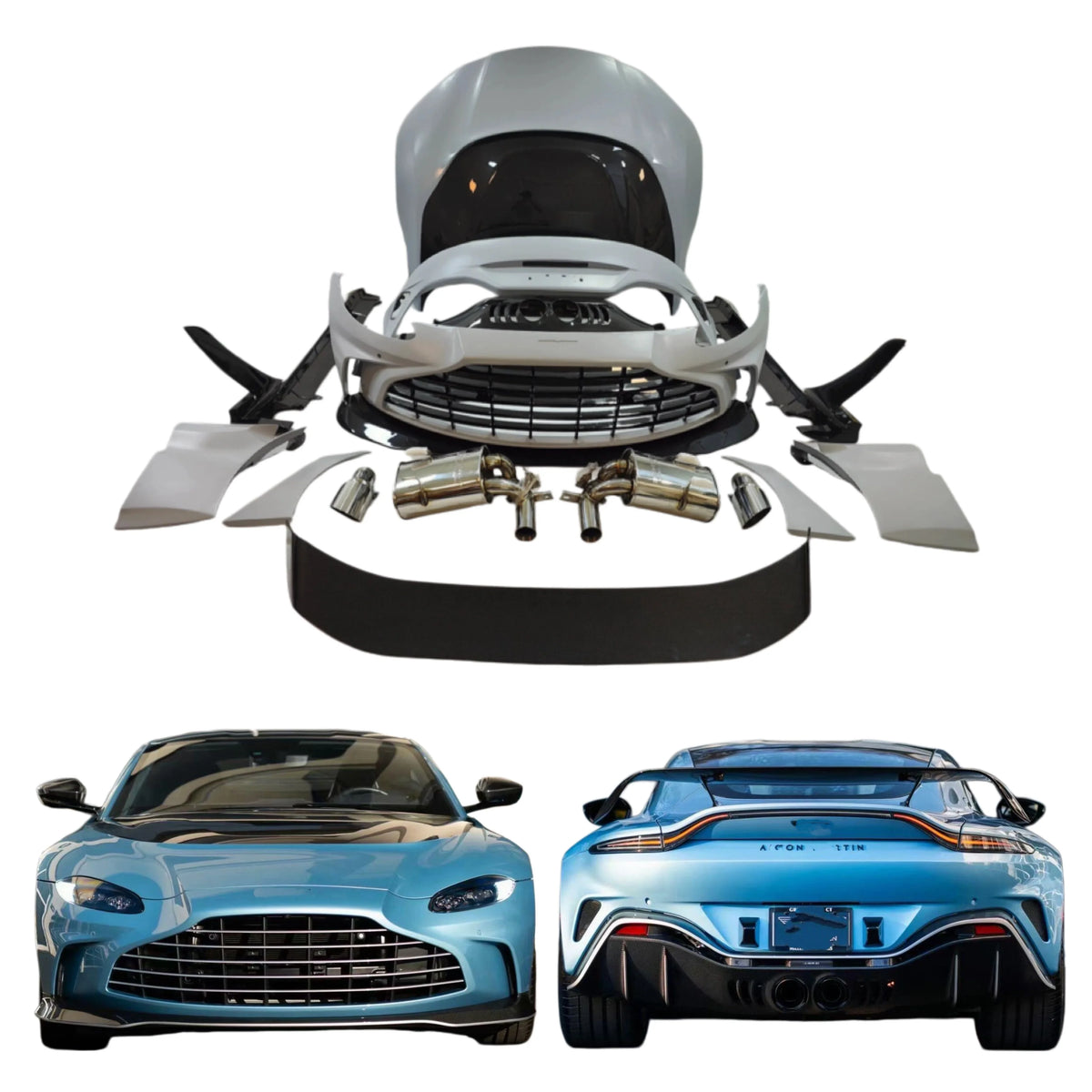 High Quality Car Bumper Dry Carbon Fiber Body Kit for Aston Martin Vantage V12 Carbon Fiber Bumper Side Skirts Diffuser Hood