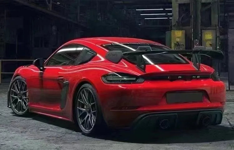 Alerón y difusor trasero estilo RS en fibra de carbono para Porsche 718 Cayman / Boxster