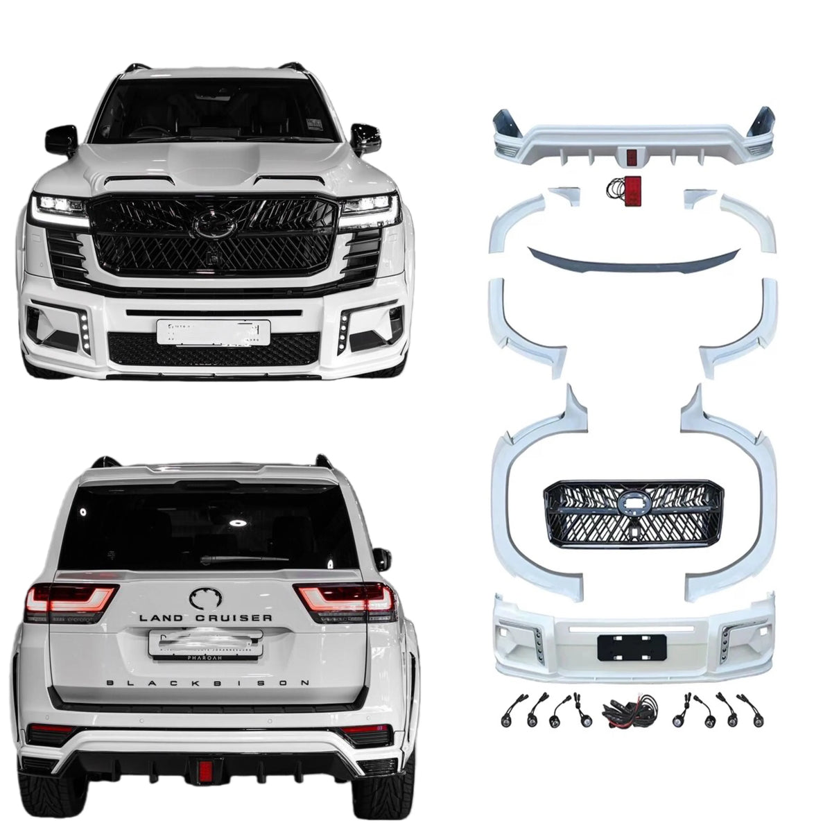 For Toyota LC300 2022-2023 Body Kit Lc300 Upgrade WD Style Front and Rear Bumper Grille Spoiler Wheel Eyebrow