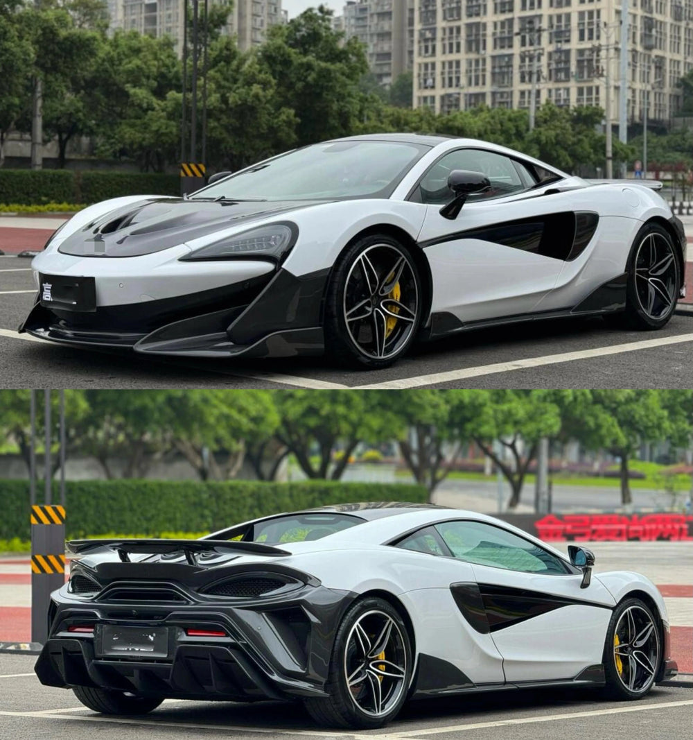 600LT Style Carbon Fibre Body Kit Bumper Spoiler Diffuser Side Skirts Hood Exhaust for Mclaren 540C 570S 570GT