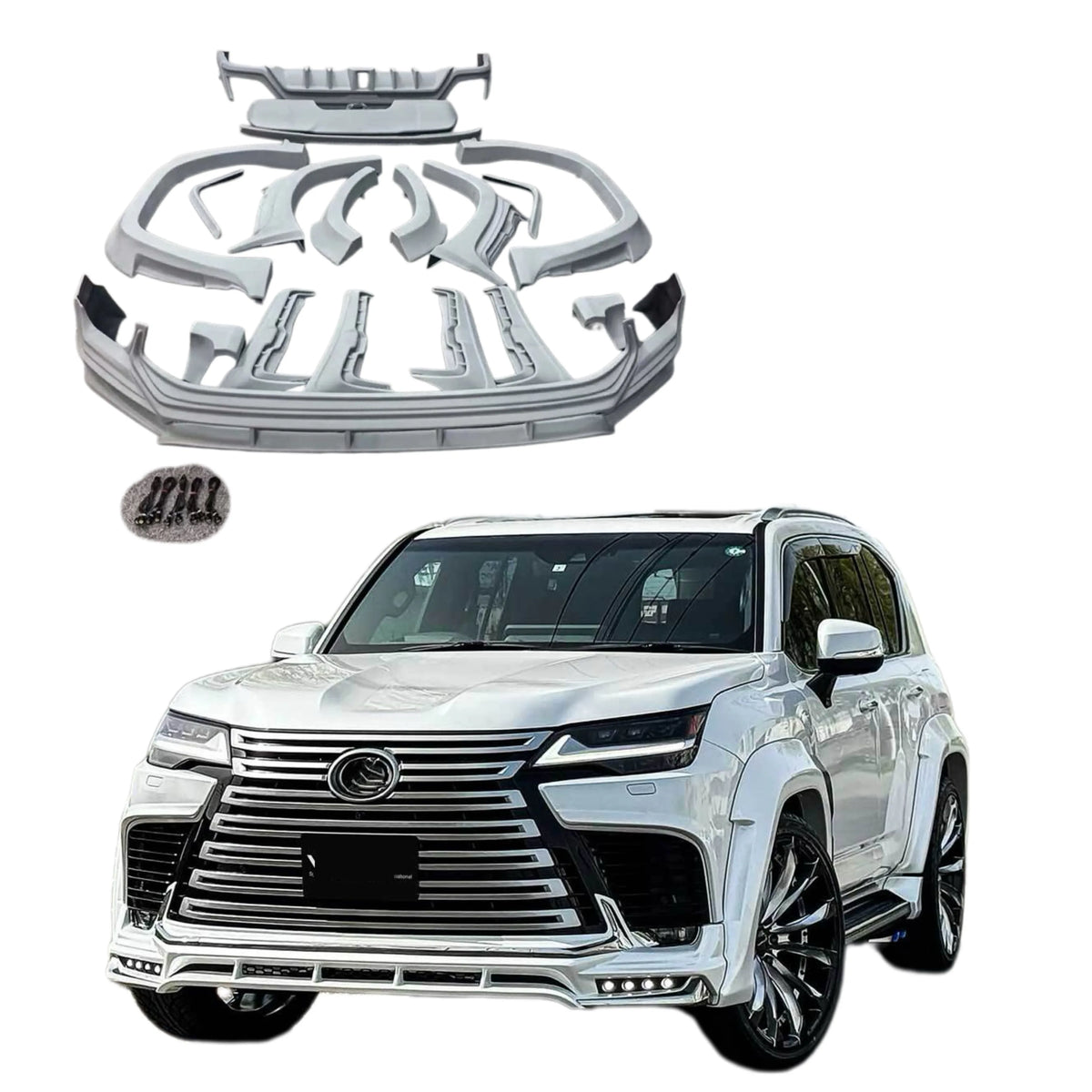 For Lexus LX600 Wd Style Wide Body Kit Eyebrow Wheel Auto Part Front Lip Rear Diffuser Top Wing
