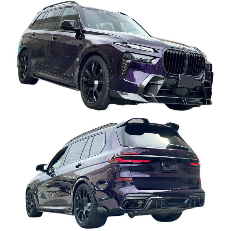 Kit carrosserie en fibre de carbone pour BMW X7 G07, avec lame, bas de caisse, diffuseur, aileron et capot