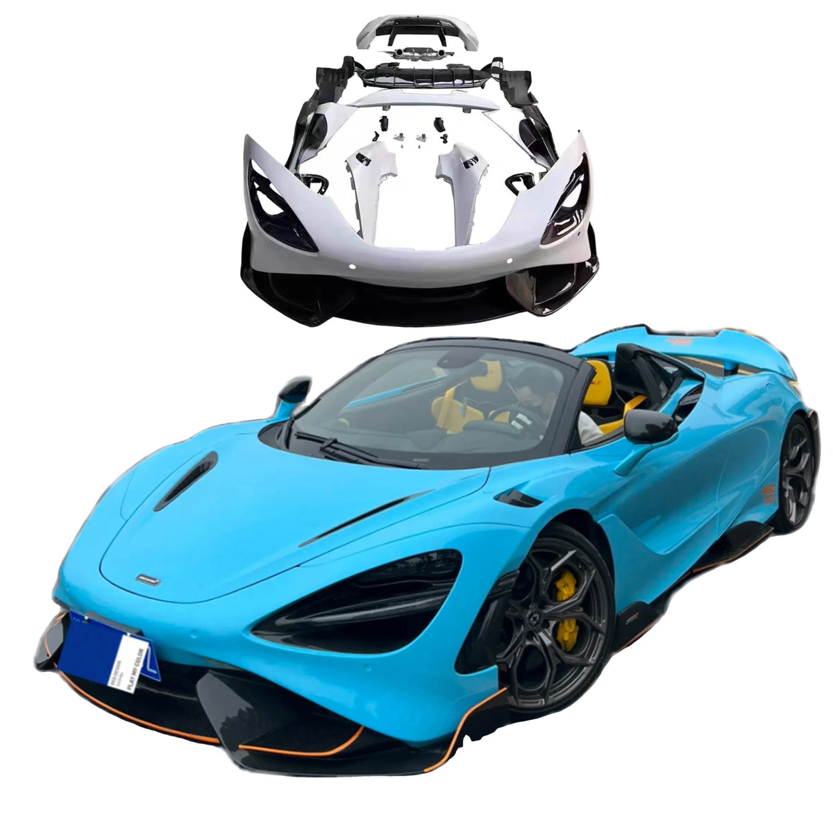 Upgraded 765LT Style Body Kit for Mclaren 720S Front and Rear Bumper Side Skirt Diffusers Hood