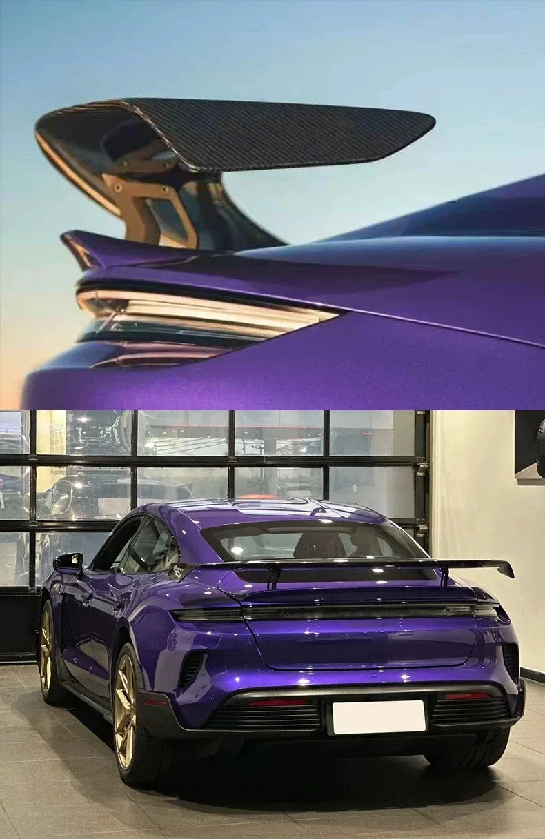 Alerón trasero estilo Weissach en fibra de carbono para Porsche Taycan
