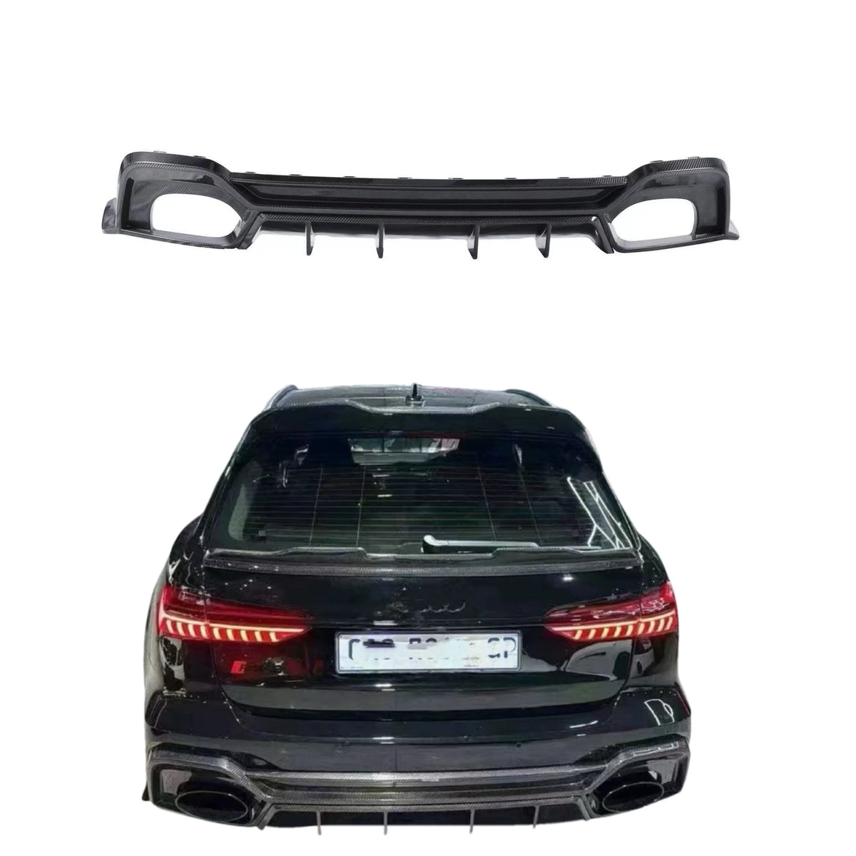 High Quality Dry Carbon Fiber Body Kit for Audi Rs6 Rs7 Upgrade PK Style Dry Carbon Fiber Rear Diffuser Spoiler Body Kit