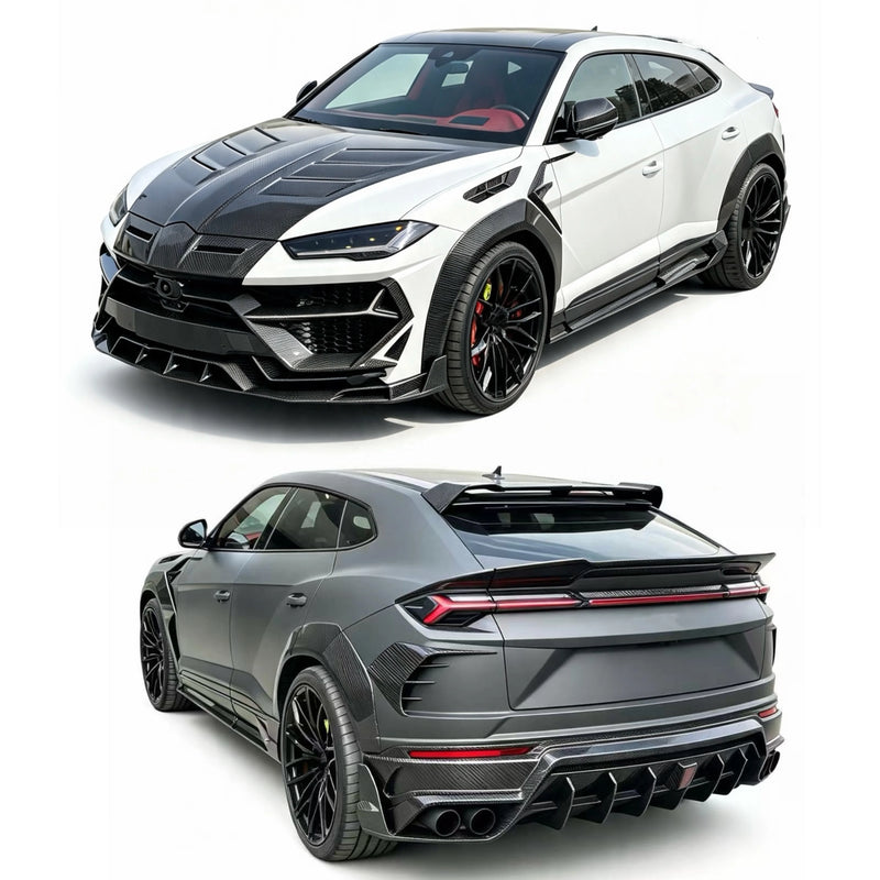 For Lamborghini Urus KY Style Dry Carbon Fiber Body Kit Front Lip Diffuser Spoiler Hood Wheel Arch Wide-Body Kit