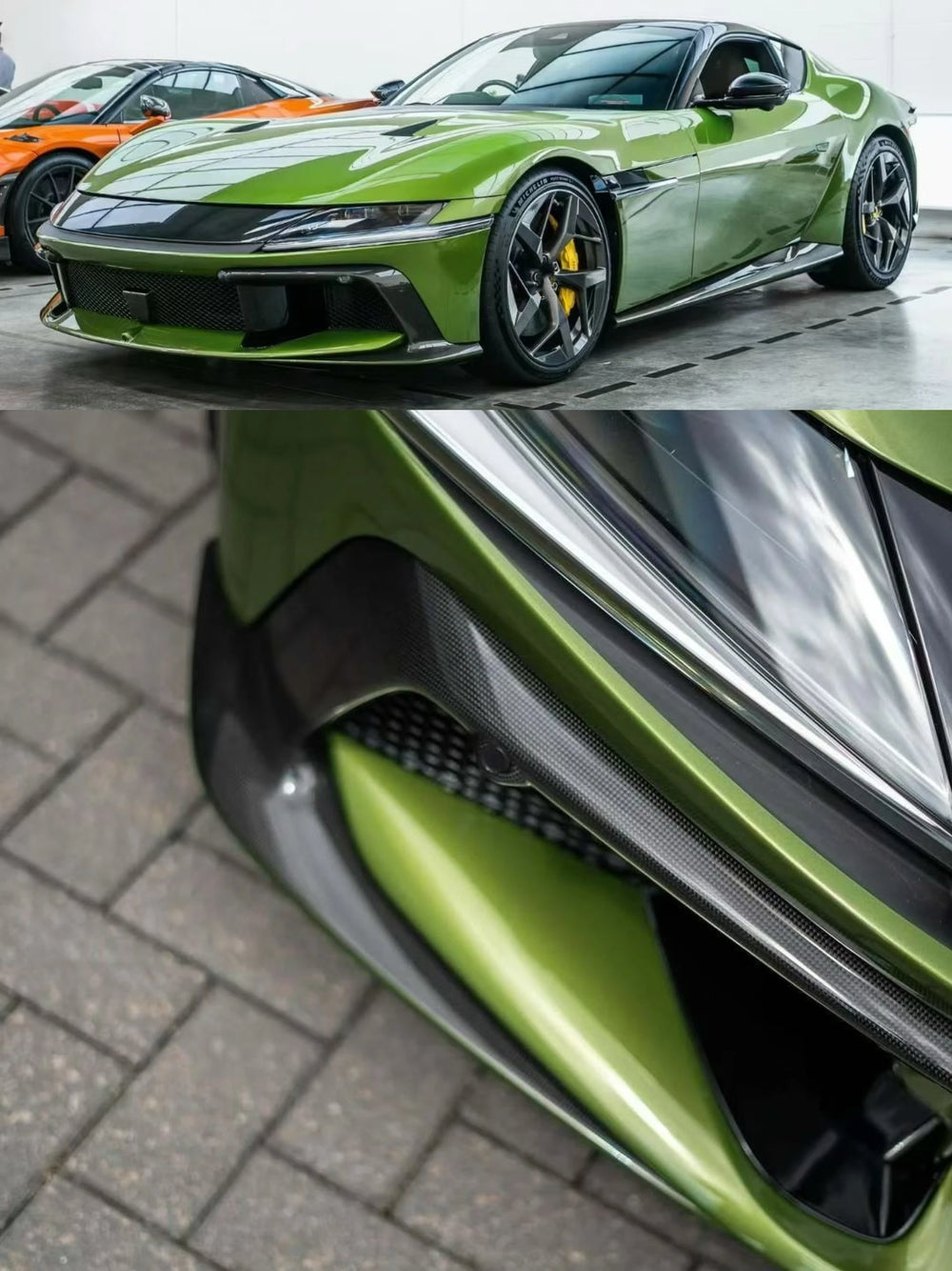 For Ferrari 12 Cilindri Upgrade OEM Style Dry Carbon Fiber Front Lip Skirt Rear Diffuser Spoiler Body Kit