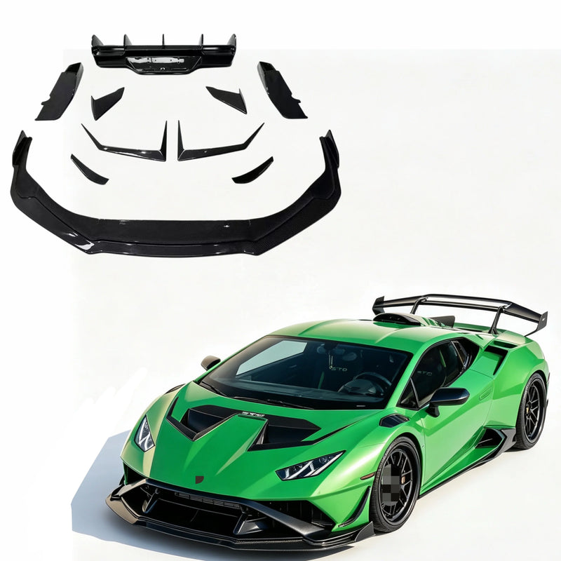 V-Style Dry Carbon Fiber Body Kit for Lamborghini Huracan STO Front Lip Side Skirt Rear Diffuser Vents