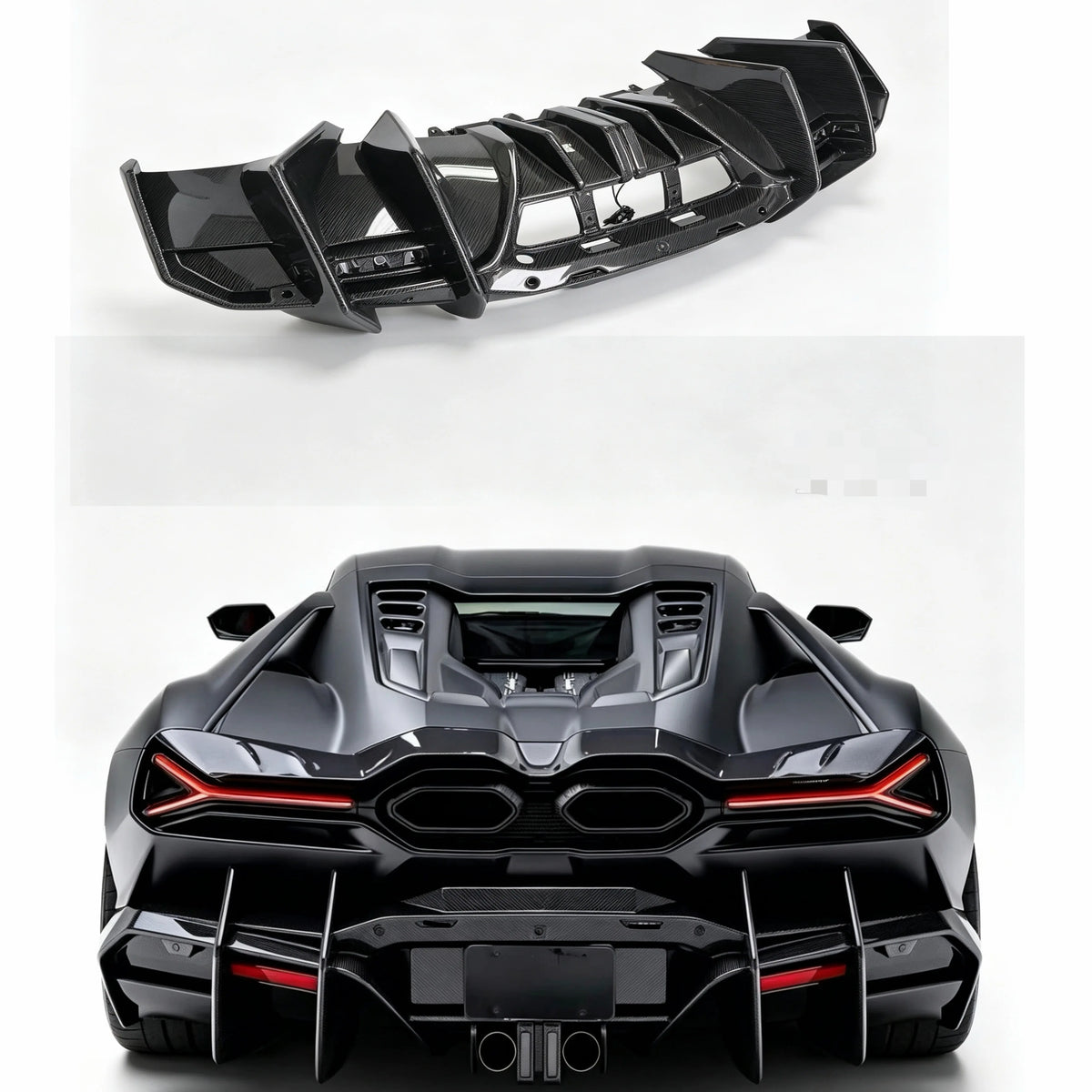 For Lamborghini Revuelto MS Style Dry Carbon Fiber Rear Bumper Rear Diffuser Spoiler Body Kit
