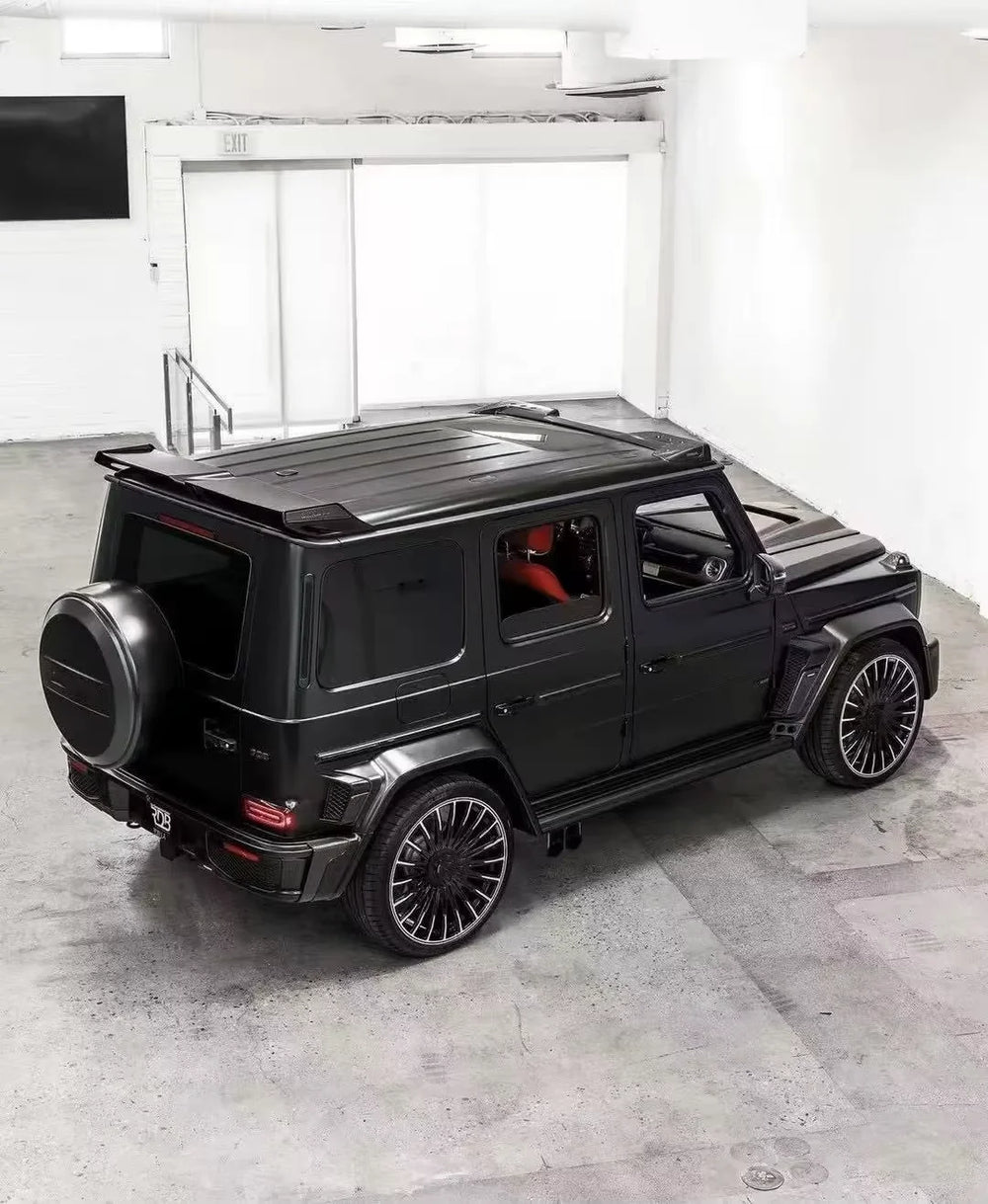 Kit carrosserie style G800 en carbone sec pour Mercedes-Benz Classe G W465 / W464 (G500 / G63) 2019, avec capot, pare-chocs et aileron