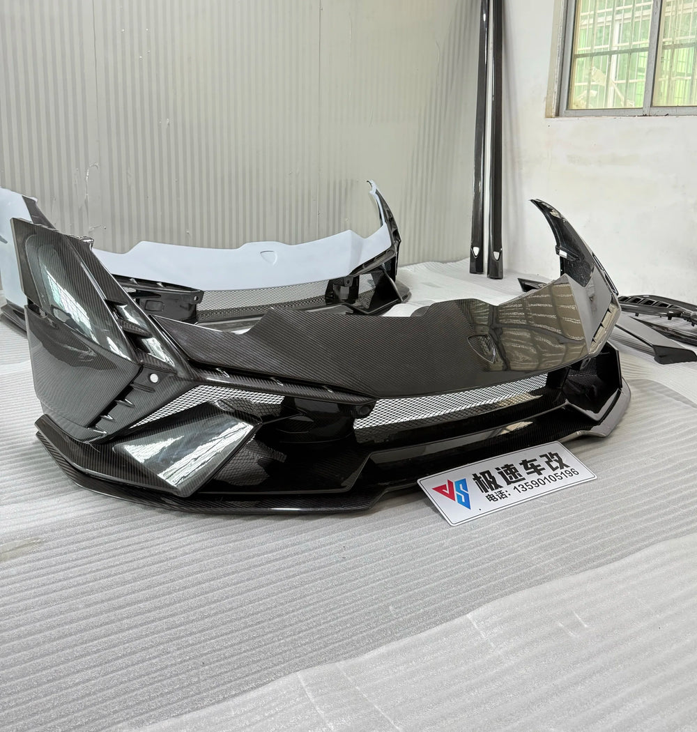 High Quality Dry Carbon Fiber for Lamborghini LP580 610 EVO Upgrade Tecnic Front Bumper Hood Body Kit