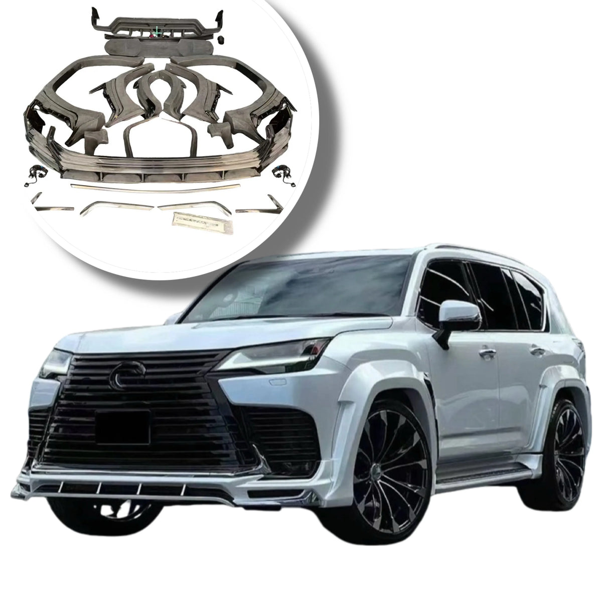 WD Style Wide Body Kit for Lexus LX600 Front Lip Side Skirt Rear Diffuser Spoiler Wide-Body Wheel Arch Body Kit